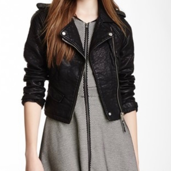 pebbled faux leather jacket